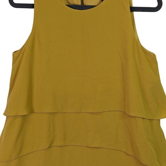 Banana Republic Women size 2 Tiered Lined Dress Mustard Sleeveless Pockets - Picture 2 of 13